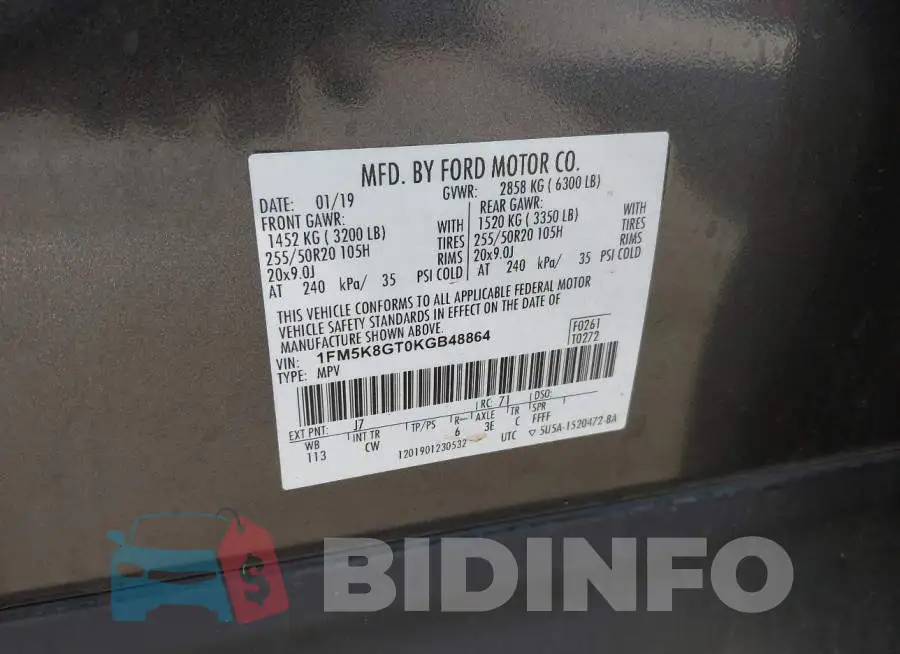 1FM5K8GT0KGB48864 Photo# 9