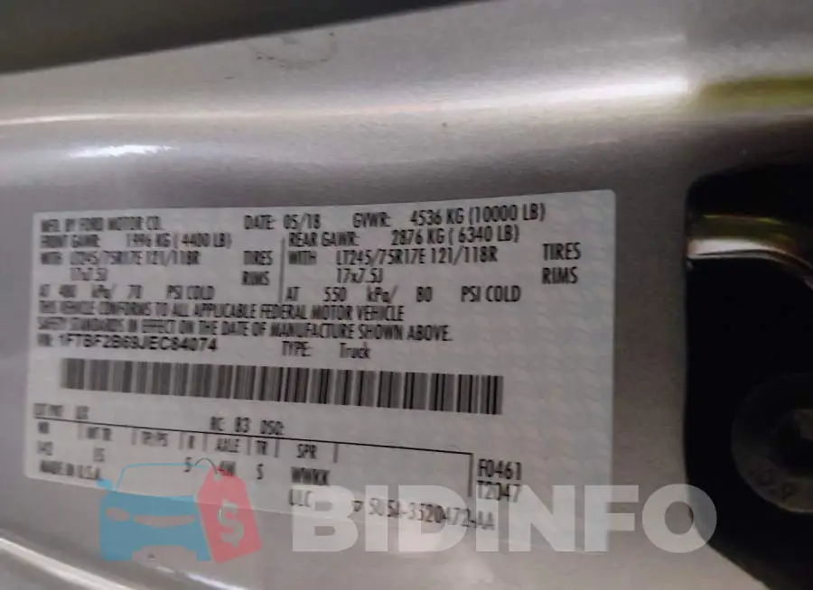 1FTBF2B69JEC84074 Photo# 9