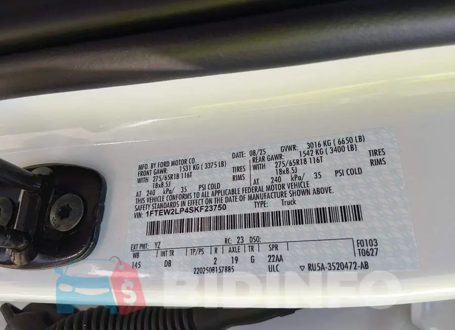 1FTEW2LP4SKF23750 Photo# 9