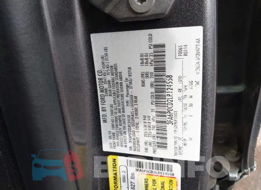 3FA6P0CD2LR124558 Photo# 9
