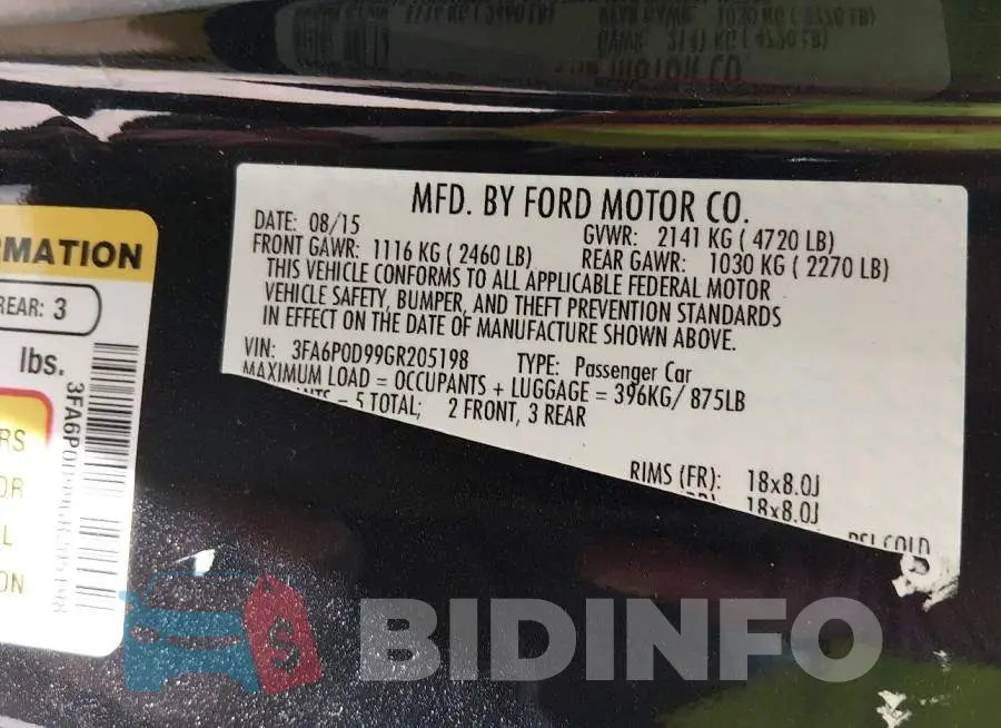3FA6P0D99GR205198 Photo# 9