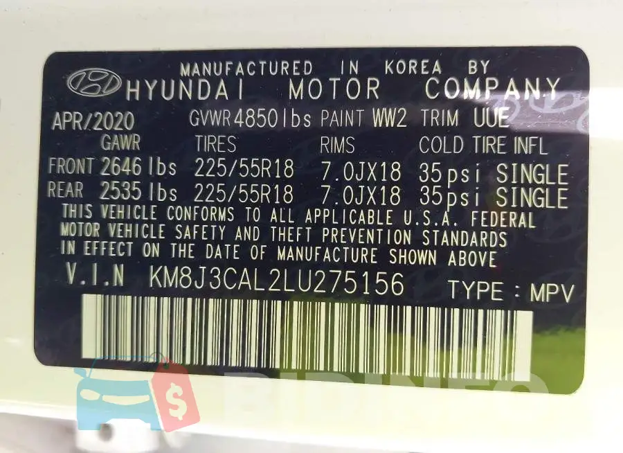 KM8J3CAL2LU275156 Photo# 9