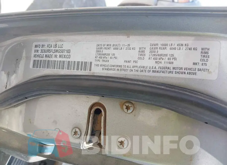 3C6UR5FL5MG507183 Photo# 9