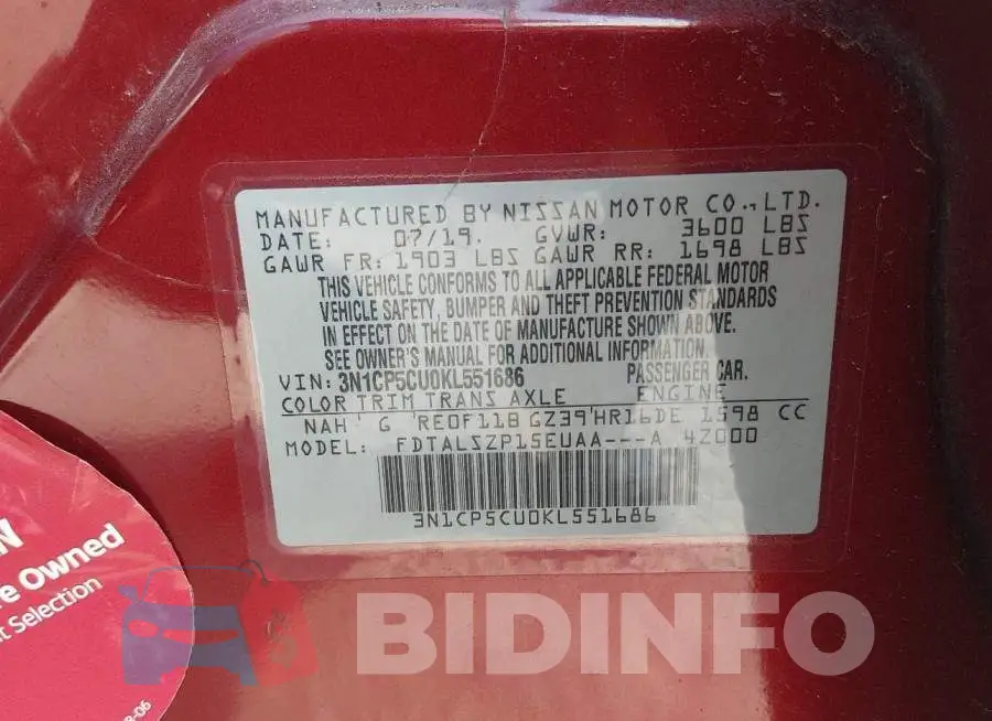 3N1CP5CU0KL551686 Photo# 9