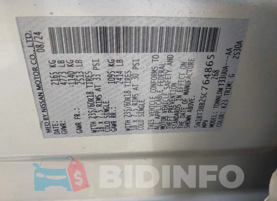 5N1BT3BB2SC764865 Photo# 9