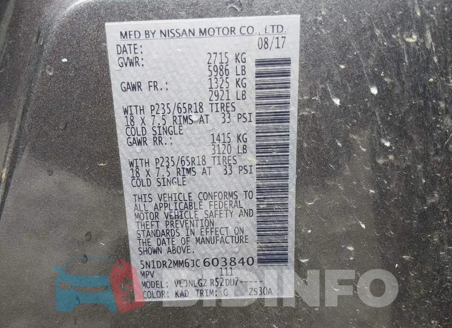 5N1DR2MM6JC603840 Photo# 9