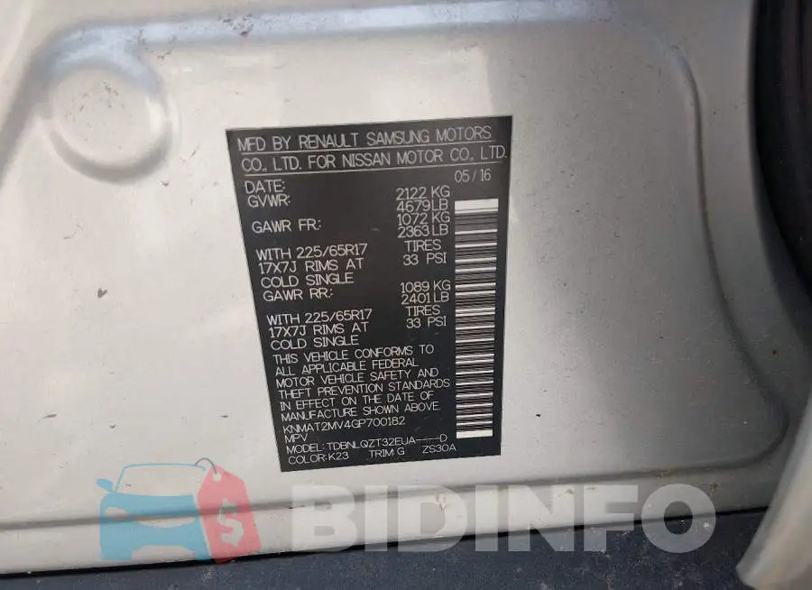 KNMAT2MV4GP700182 Photo# 9
