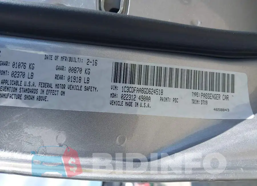1C3CDFAA8GD624518 Photo# 9