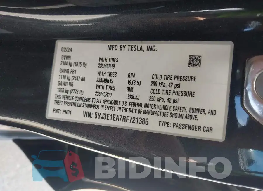 5YJ3E1EA7RF721386 Photo# 9