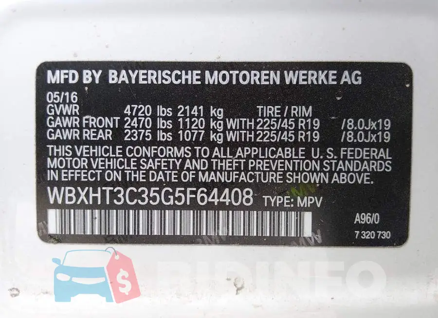 WBXHT3C35G5F64408 Photo# 9