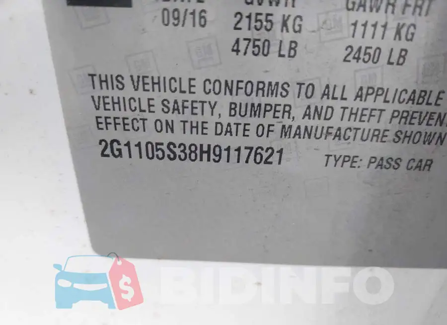 2G1105S38H9117621 Photo# 9
