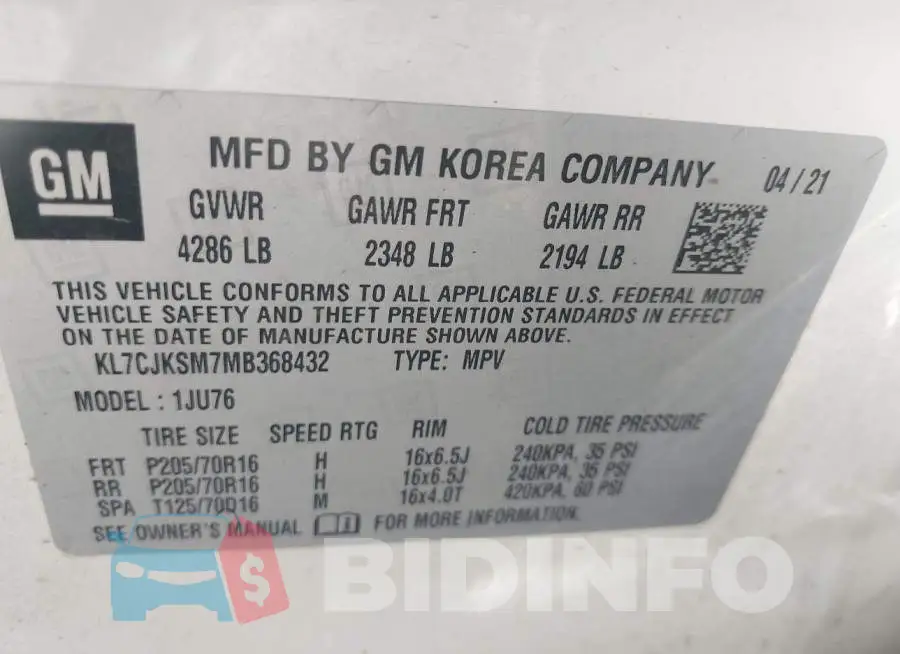 KL7CJKSM7MB368432 Photo# 9