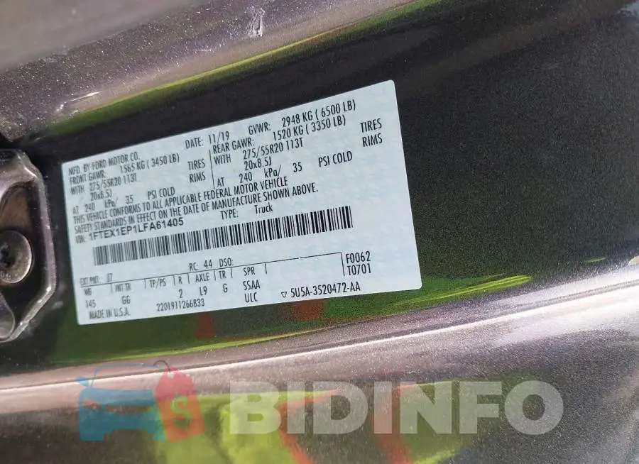 1FTEX1EP1LFA61405 Photo# 9
