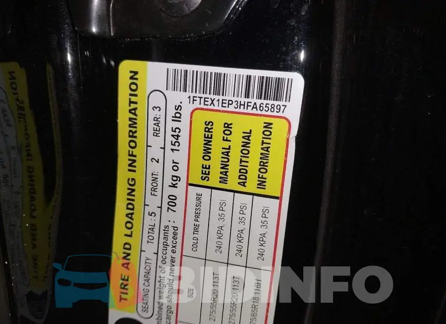 1FTEX1EP3HFA65897 Photo# 9