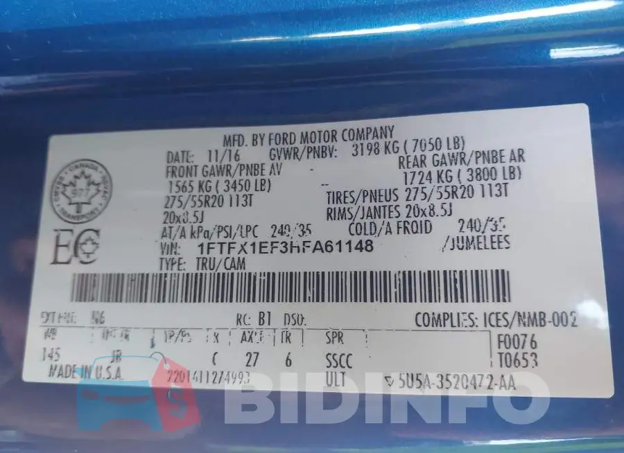 1FTFX1EF3HFA61148 Photo# 9