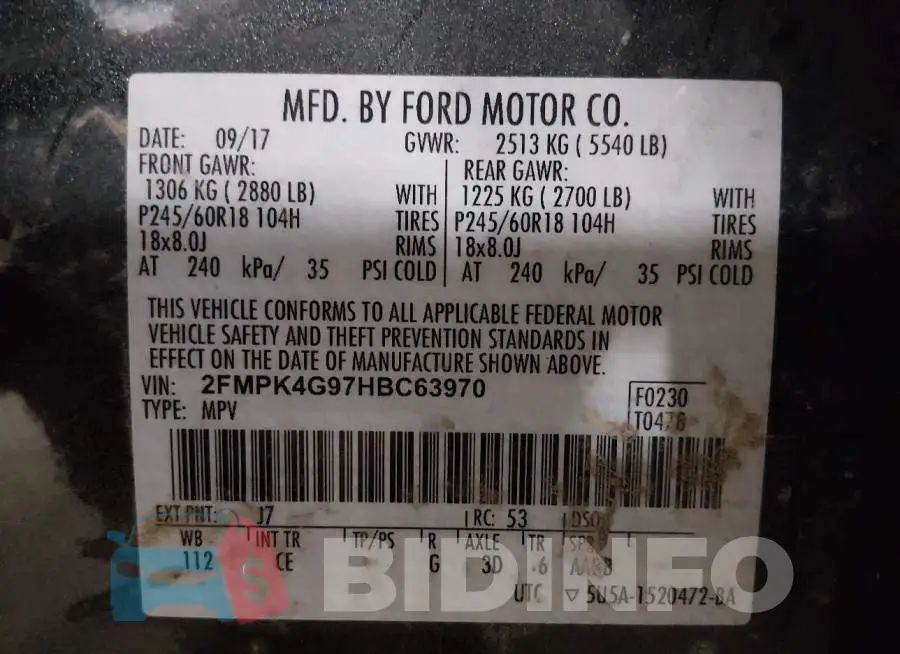 2FMPK4G97HBC63970 Photo# 9