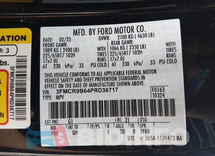3FMCR9B64PRD36717 Photo# 9