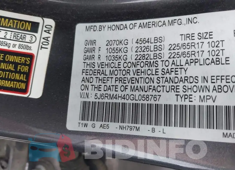 5J6RM4H40GL058767 Photo# 8