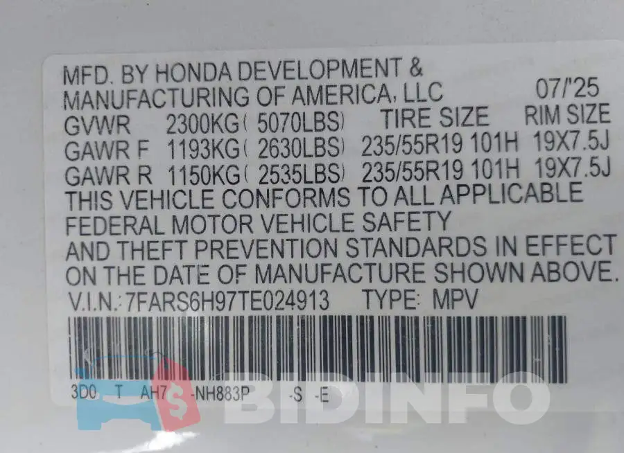 7FARS6H97TE024913 Photo# 9