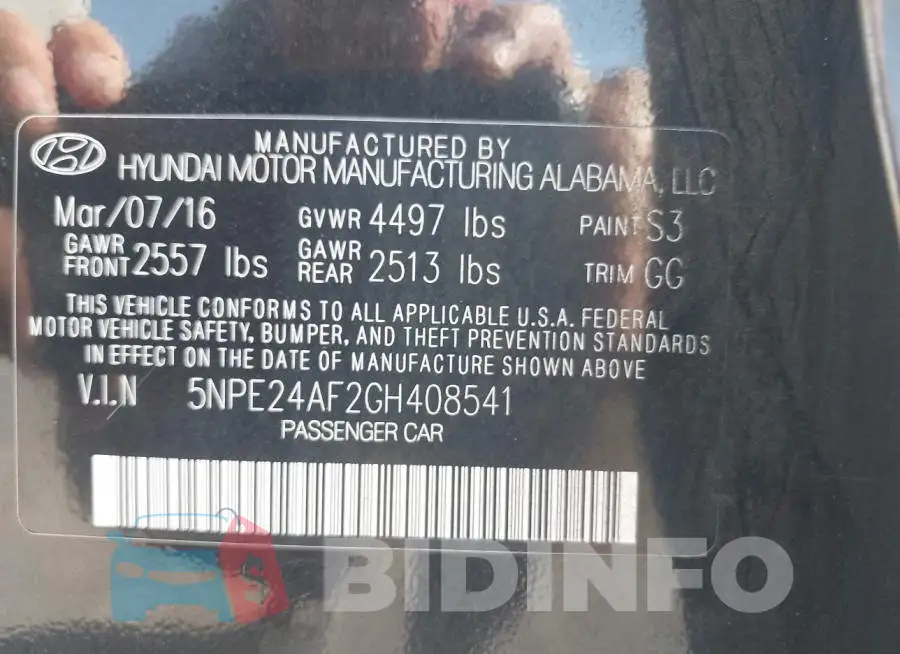 5NPE24AF2GH408541 Photo# 9
