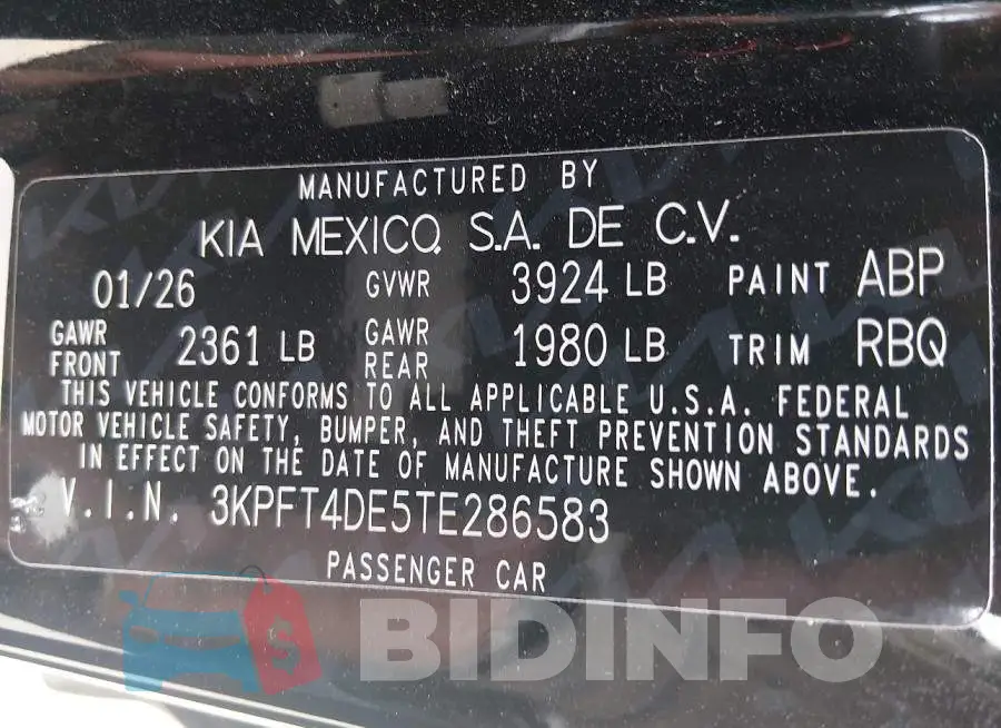 3KPFT4DE5TE286583 Photo# 9