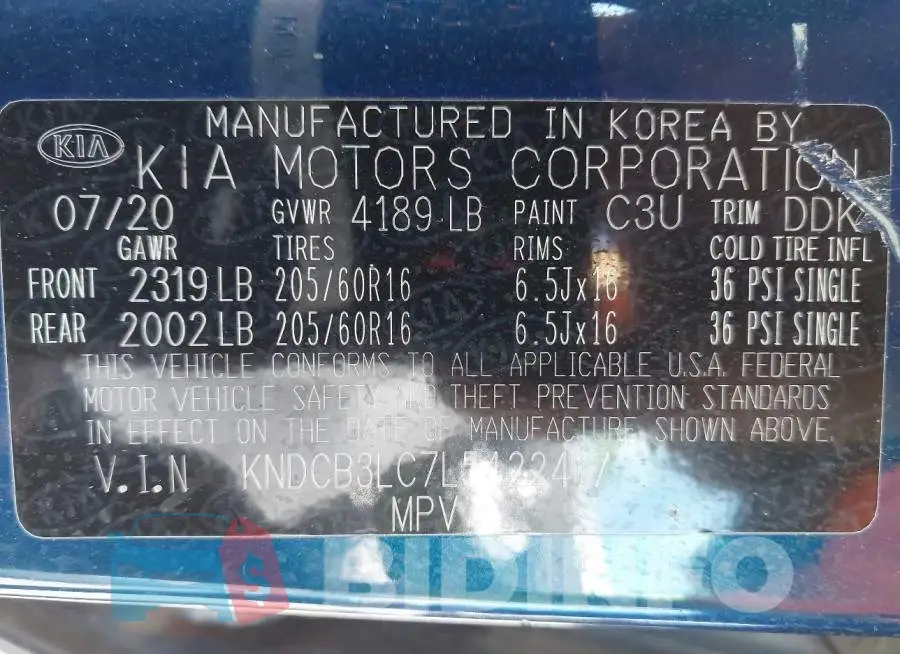 KNDCB3LC7L5422417 Photo# 9