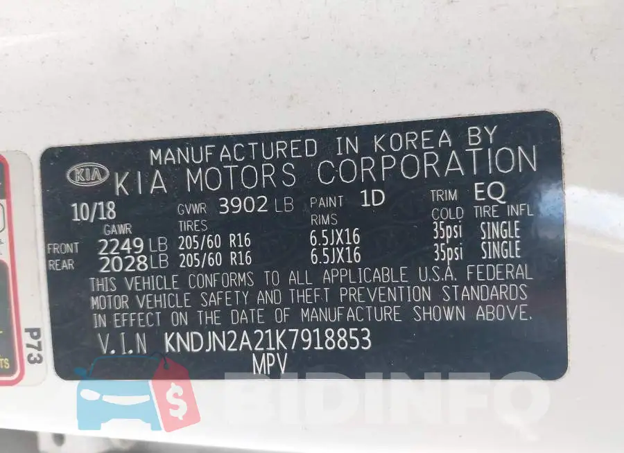KNDJN2A21K7918853 Photo# 9
