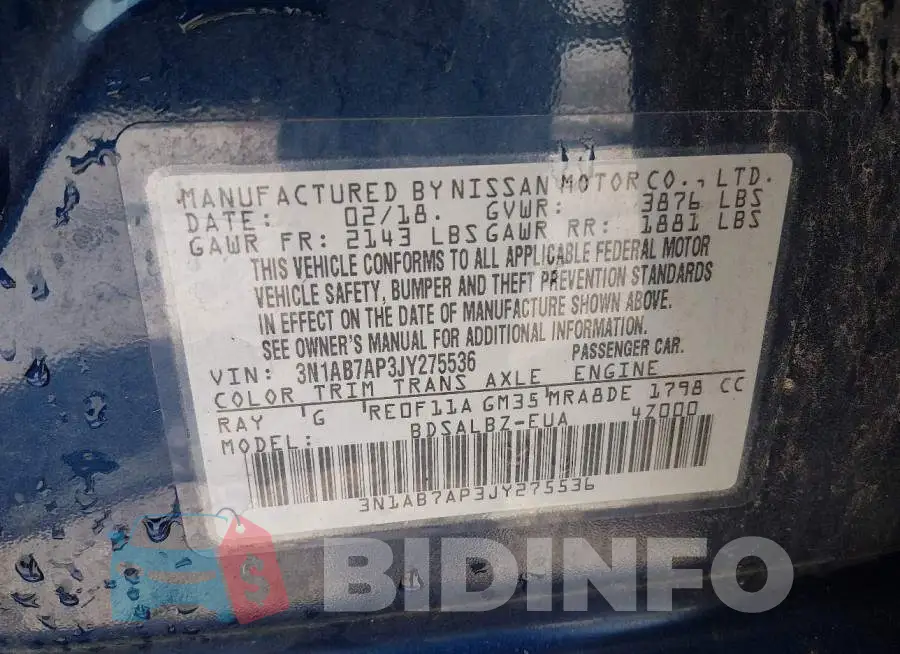 3N1AB7AP3JY275536 Photo# 9