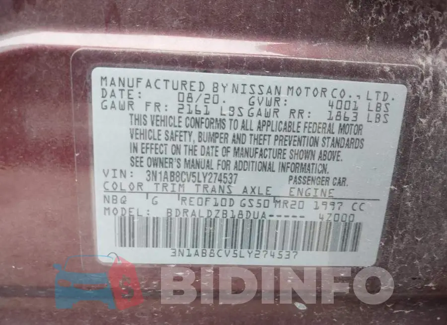 3N1AB8CV5LY274537 Photo# 9