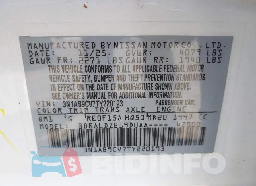 3N1AB9CV7TY220193 Photo# 9