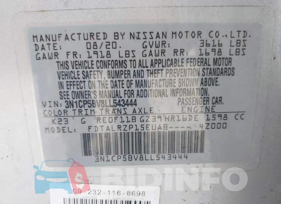 3N1CP5BV8LL543444 Photo# 9
