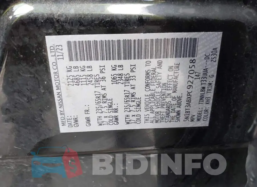 5N1BT3ABXPC927058 Photo# 9