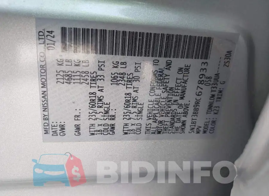 5N1BT3BB9RC678933 Photo# 9
