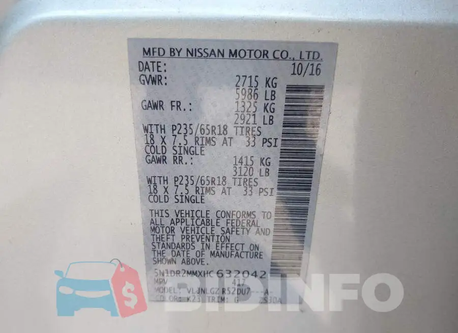 5N1DR2MMXHC632042 Photo# 9