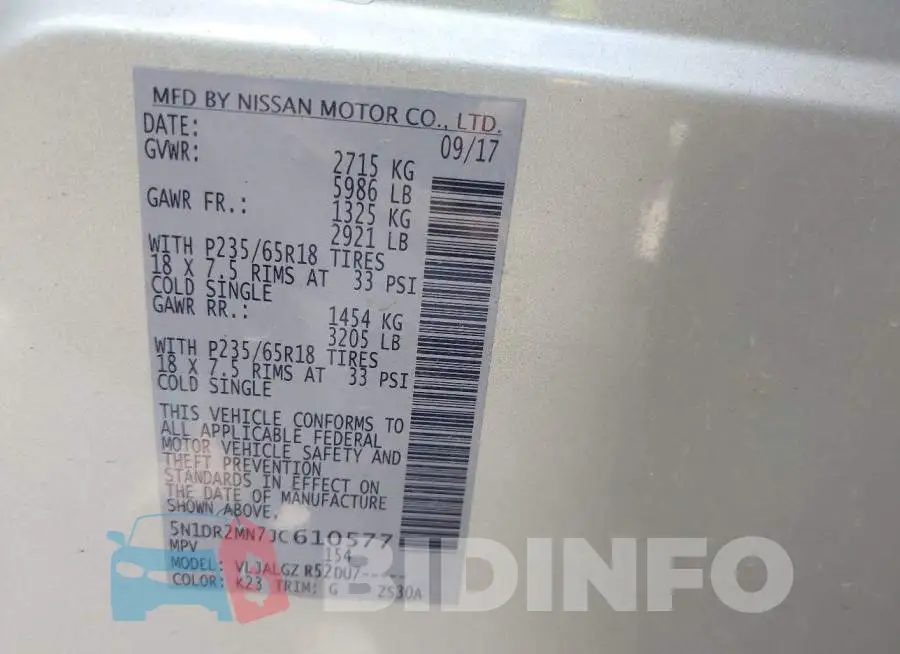 5N1DR2MN7JC610577 Photo# 9