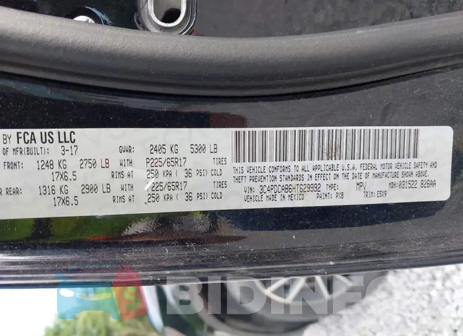 3C4PDCAB6HT629992 Photo# 9