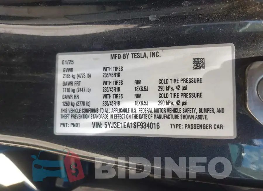 5YJ3E1EA1SF934016 Photo# 9
