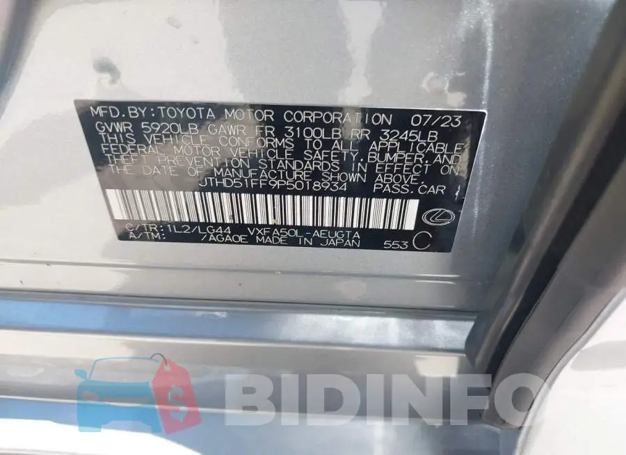JTHD51FF9P5018934 Photo# 9