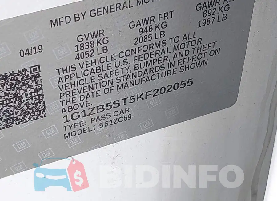 1G1ZB5ST5KF202055 Photo# 9