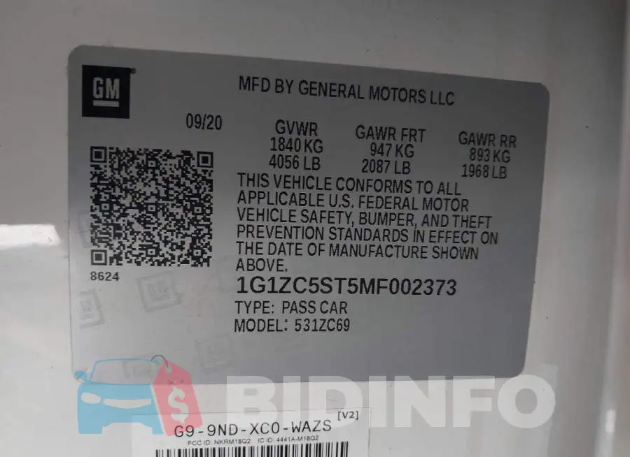 1G1ZC5ST5MF002373 Photo# 9