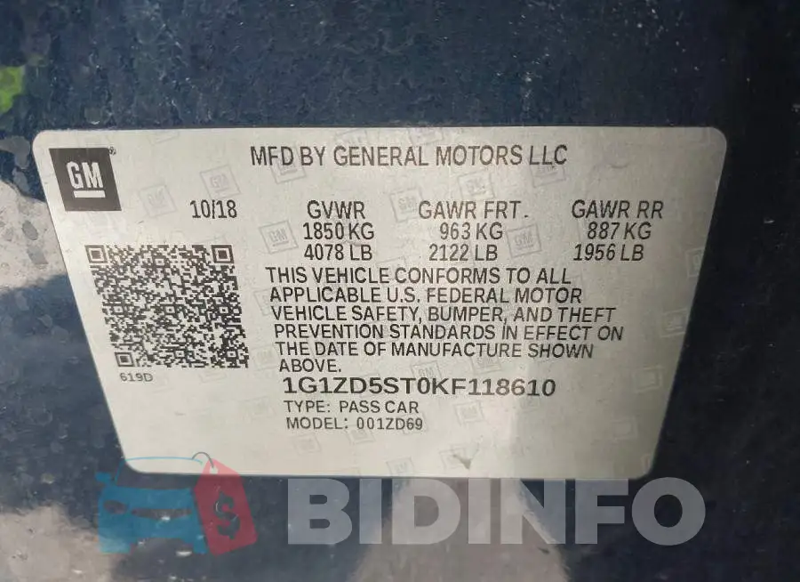 1G1ZD5ST0KF118610 Photo# 9