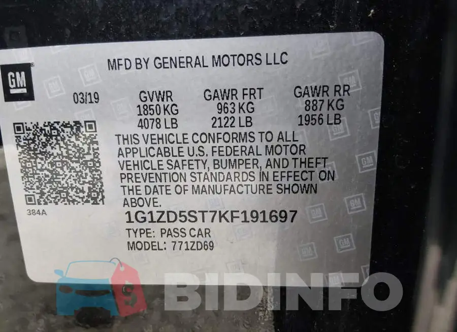 1G1ZD5ST7KF191697 Photo# 9
