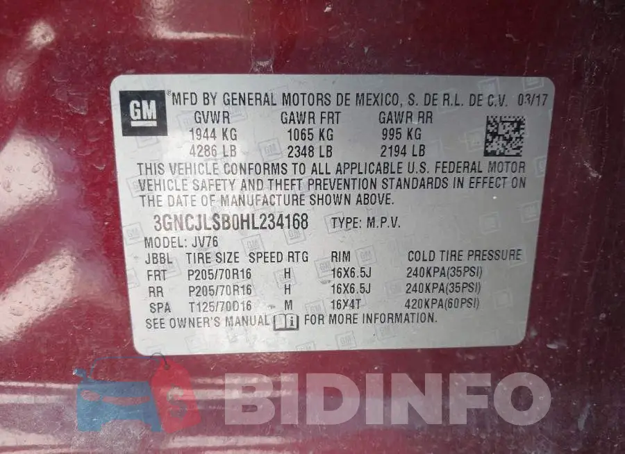 3GNCJLSB0HL234168 Photo# 9