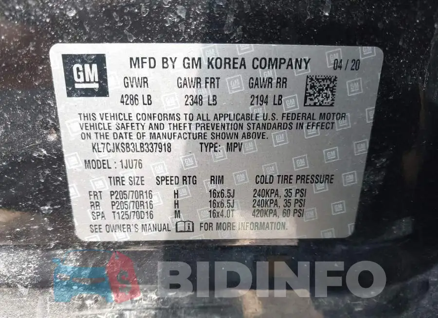 KL7CJKSB3LB337918 Photo# 9