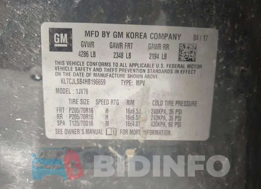 KL7CJLSB4HB196659 Photo# 9