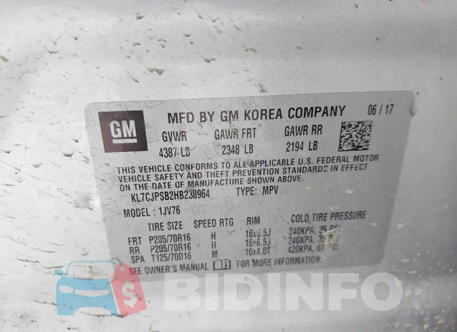KL7CJPSB2HB238964 Photo# 7