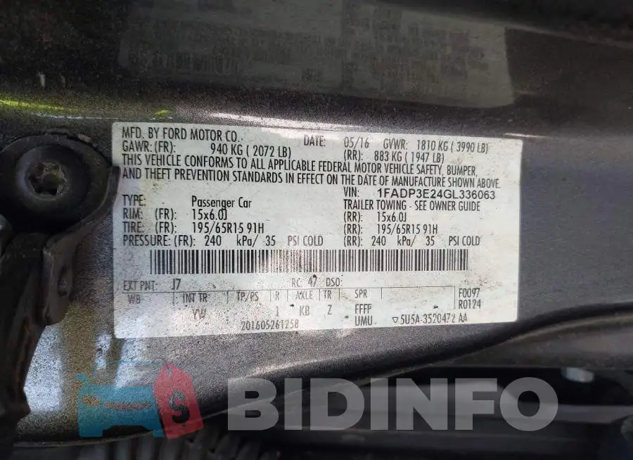 1FADP3E24GL336063 Photo# 9