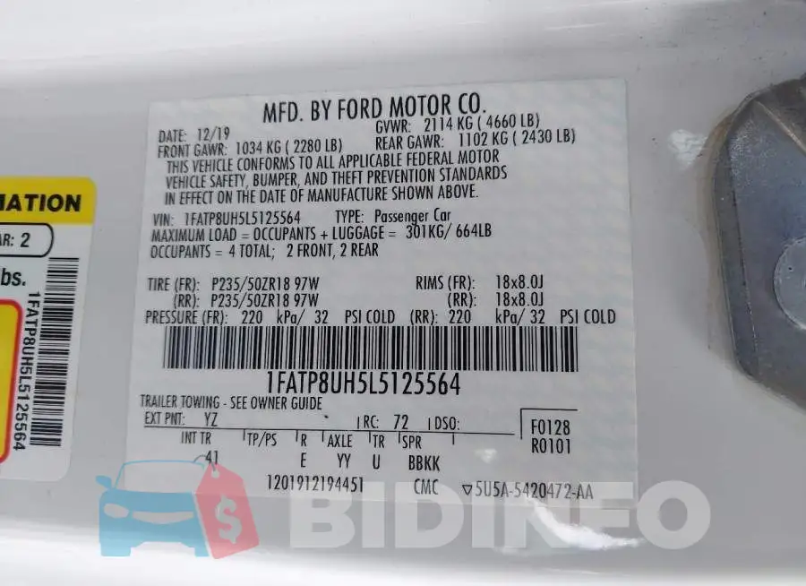 1FATP8UH5L5125564 Photo# 9