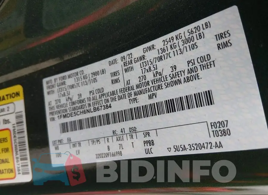 1FMDE5CH6NLB67384 Photo# 9