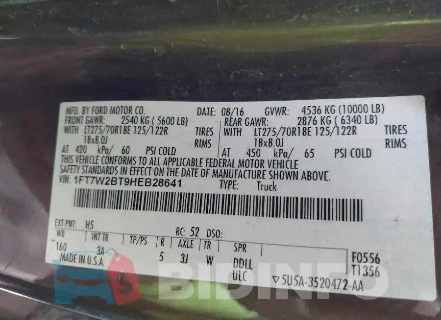 1FT7W2BT9HEB28641 Photo# 9